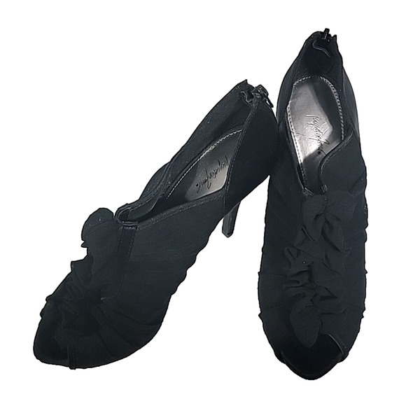 Jacqueline Ferrar Jovana Black Chiffon Ruffle Stilleto Shoes Sz 7.5 M - Picture 16 of 16